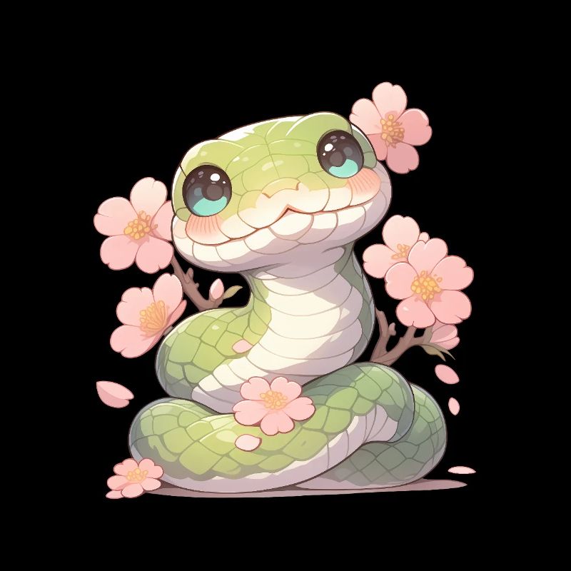 Kawaii Snake Sakura - Année du Chibi du Serpent