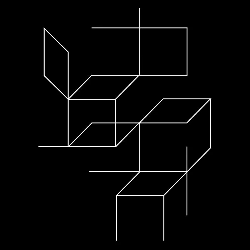 Geometric Cube Line Art