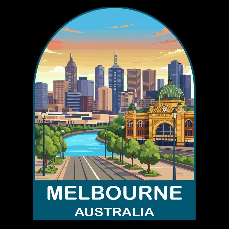 Affiche de voyage de Flinders St à Melbourne Australie