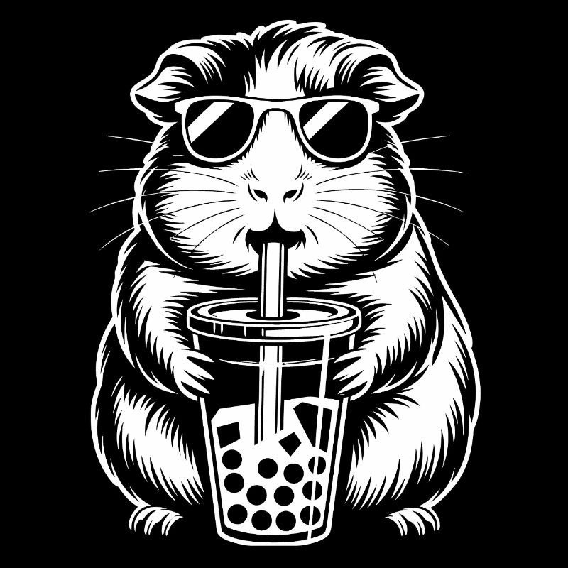 Guinea pig with bubble tea