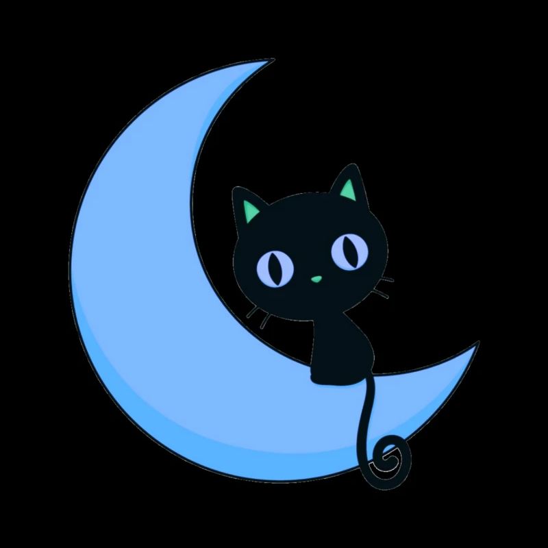 cute cat with moon,cat,moon