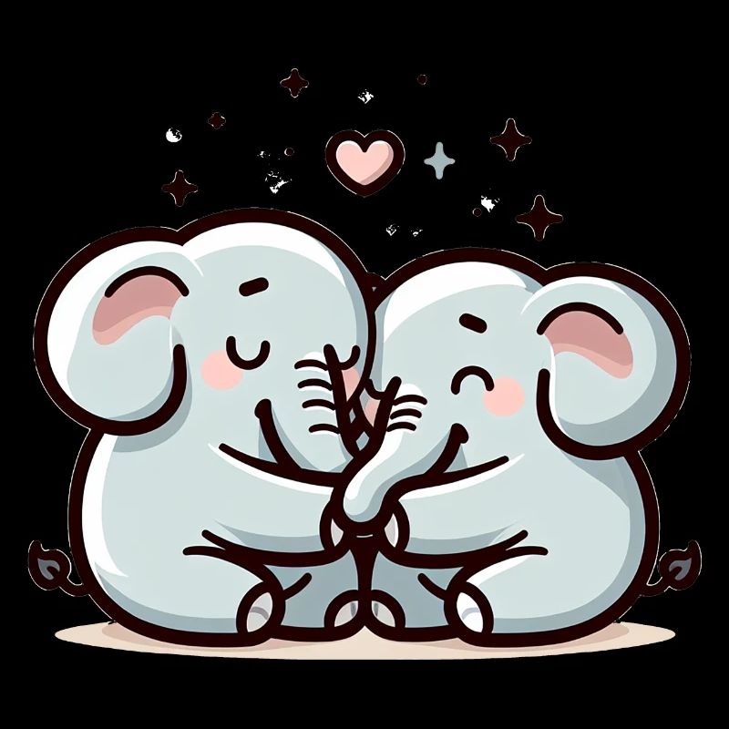 Deux éléphants amoureux
