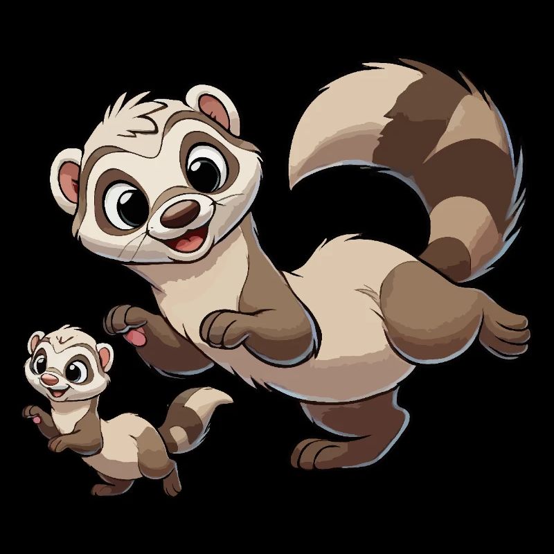 Mère furet avec enfant