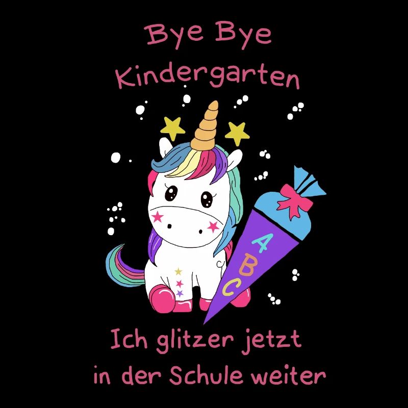 Einhorn Bye Bye Kindergarten Glitzer Schule Rosa