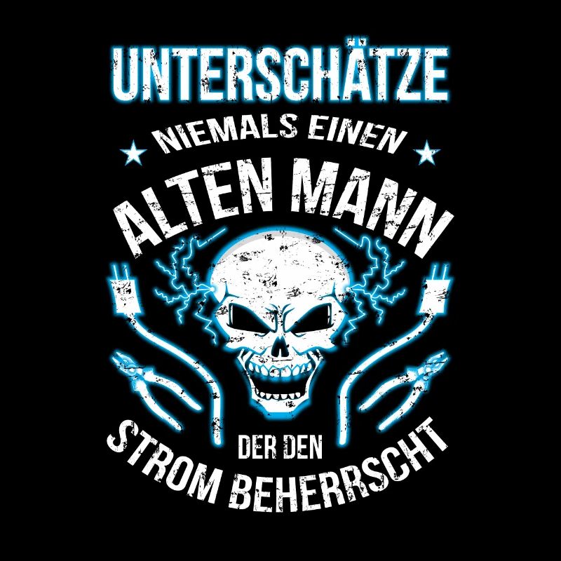 Elektriker Alter Mann der den Strom beherrscht
