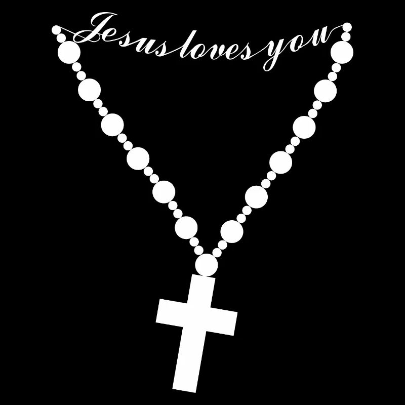 Pendentif avec une croix chrétienne et Jésus vous aime