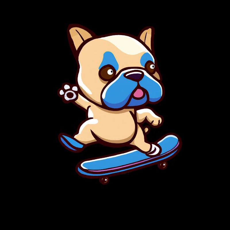 Süßer Mops Hund mit Skateboard