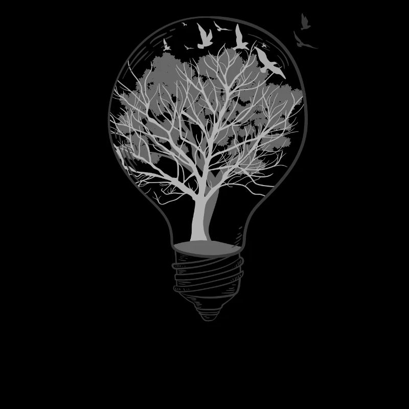 Lightbulb Trees Black White