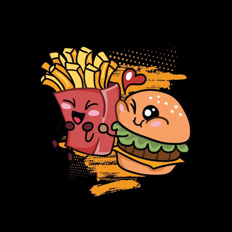 Hamburger frites amour saint valentin