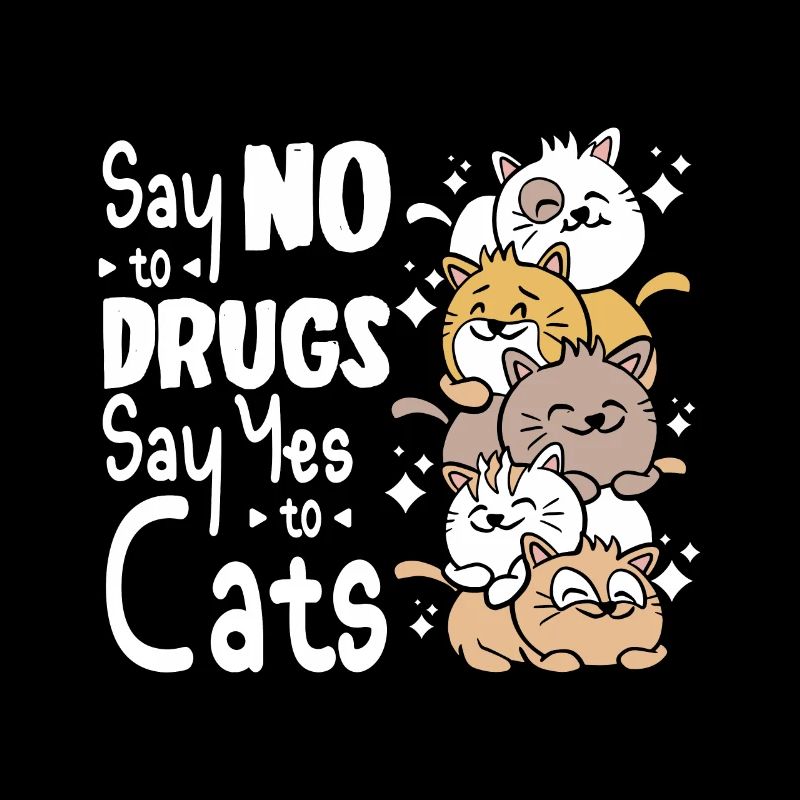 Dites non aux drogues Dites oui aux chats Ruban rouge