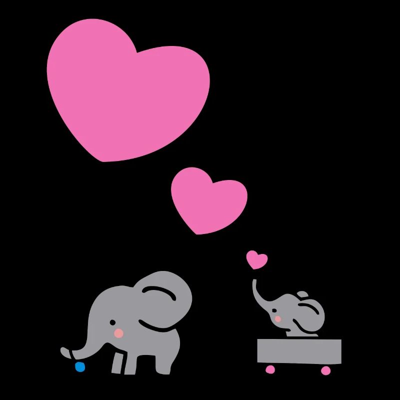 Big Elephant dessine de petits éléphants avec un cœur