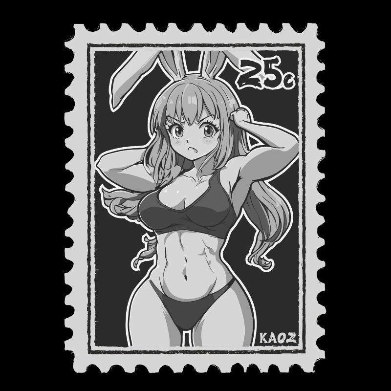 Funny Muscle Bunny as Postage Stamp