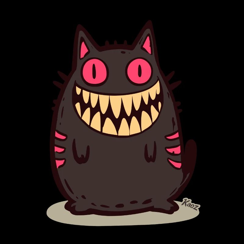 Grinning Black Monster Cat