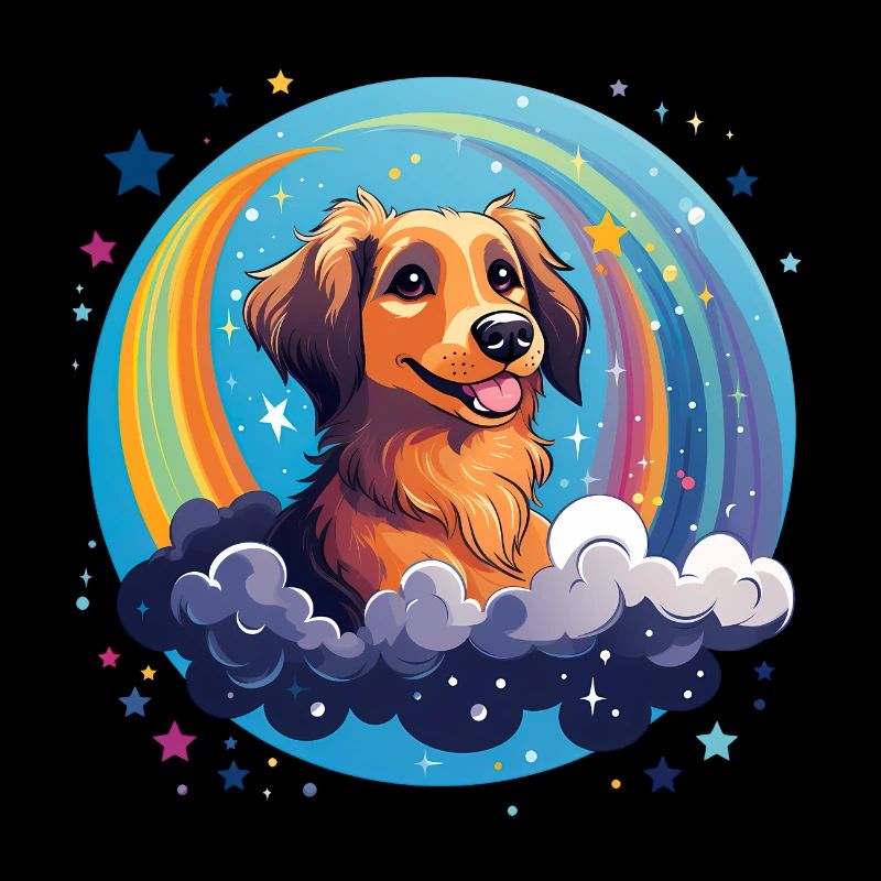 Hund mit Regenbogenhimmel