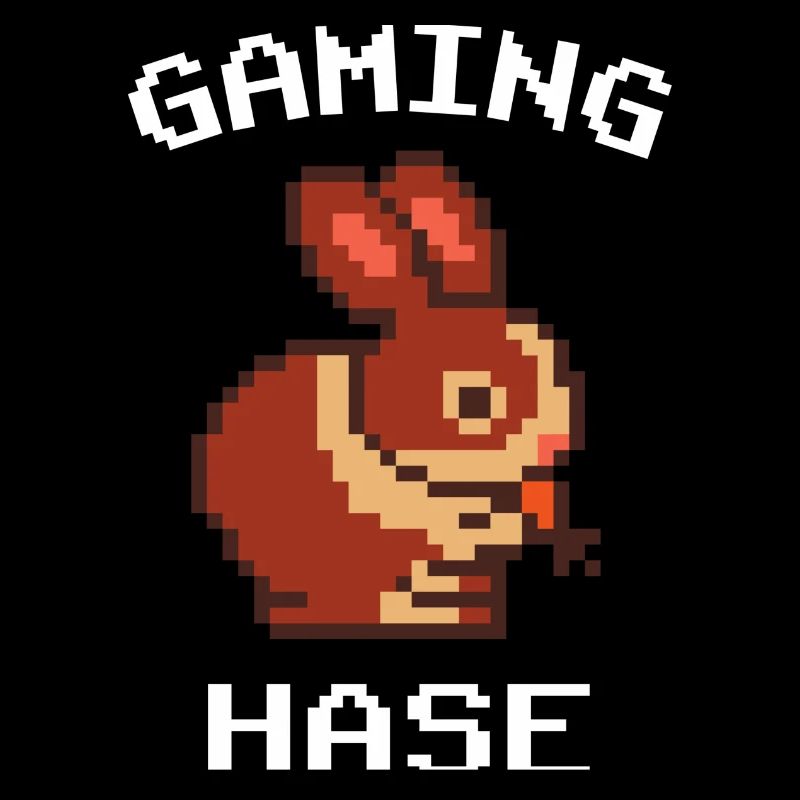 Pixel bunny with gaming motif