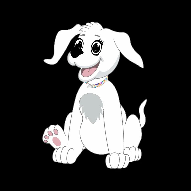 Hund sitzend - weiß