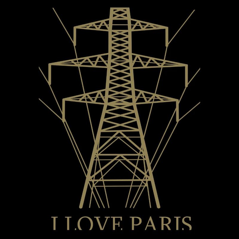 Ironisch Ich liebe Paris Eiffelturm als Strommast