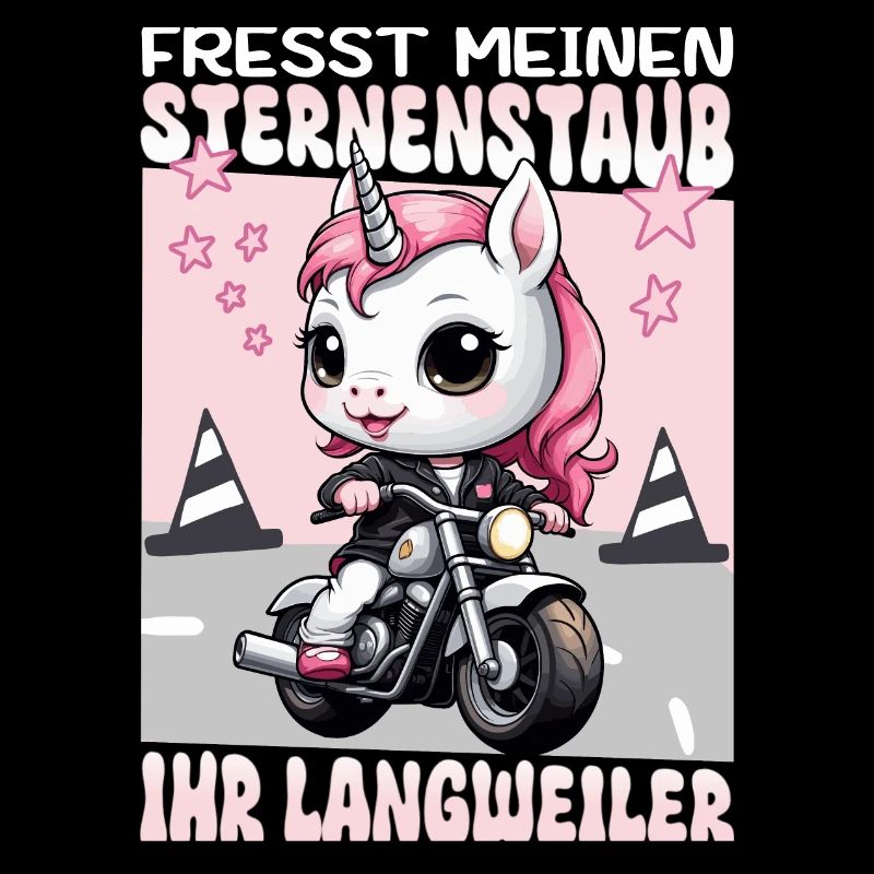 Einhorn auf Motorrad