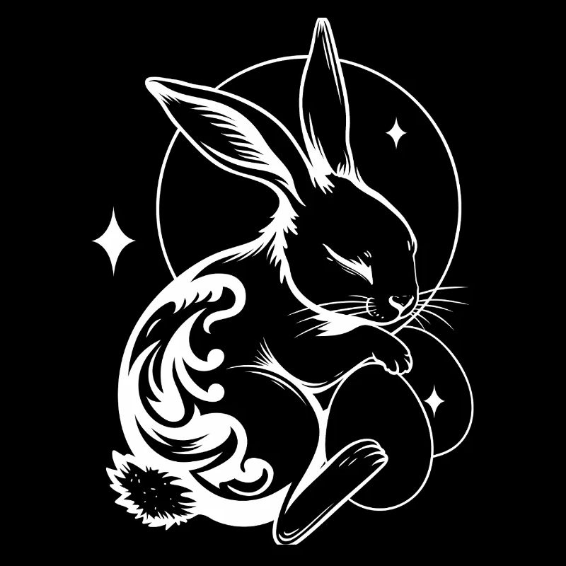 Sleeping Easter Bunny with Tribal and Eggs