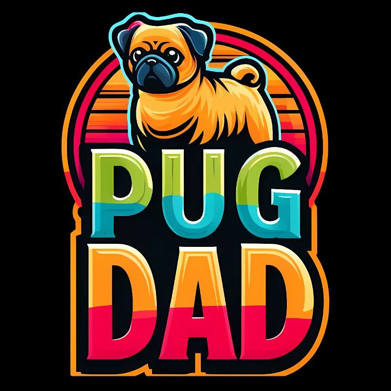 Pug Dad Rainbow Pop Art, Dog Dad 