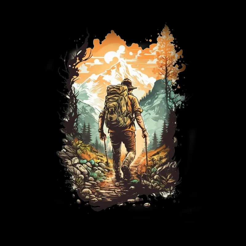 Mountain Trekker at Sunset