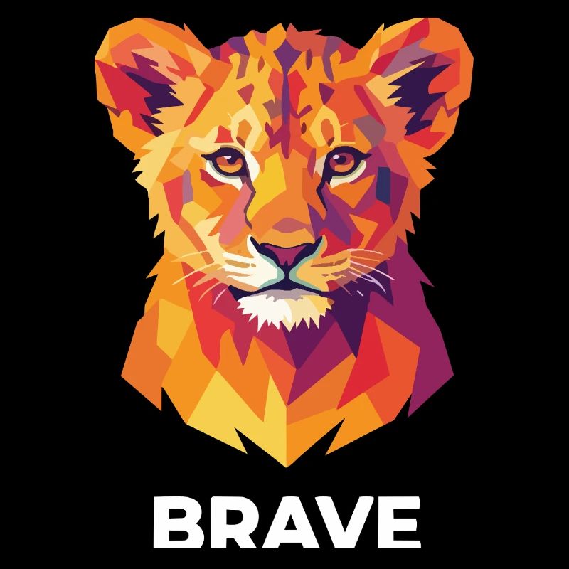 Brave Geometric Lion Cub Pop Art