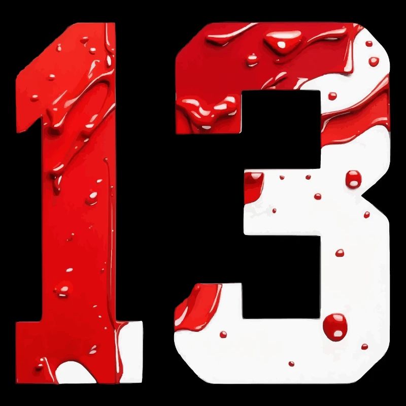 NO. 13 NUMBER 13 RED WHITE 13TH BIRTHDAY