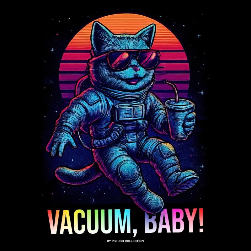 Chemise spatiale rétro « Vaccum, Baby ! » – Synthwave Katz