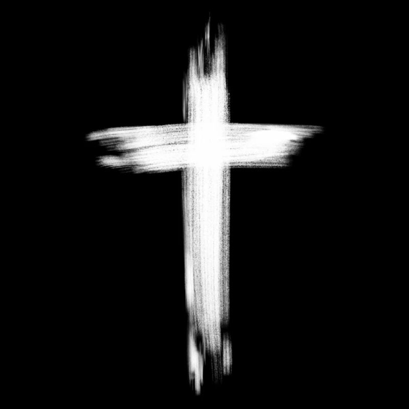 Croix peinte en blanc