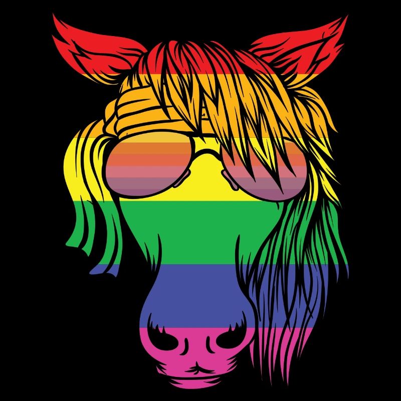 Pferd Pony Regenbogen Farben Brille Kopf Reiten