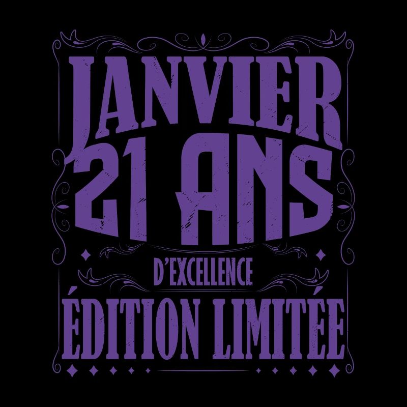 Janvier 21 ans. Cadeau 21 ans janvier anniversaire