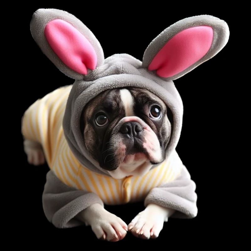 French Bulldog dressed as Easter Bunny