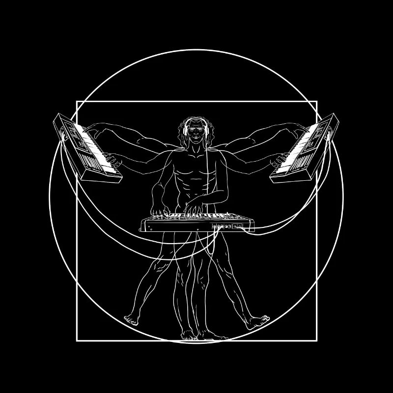 Synthesizer Vitruvian Man Techno House Funny Synth