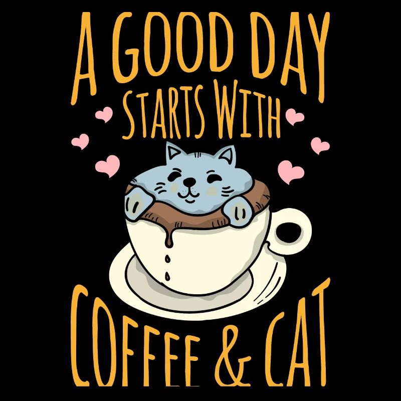 Chat dans la tasse à café avec message positif