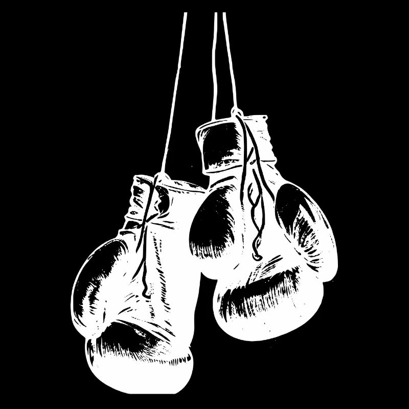 Conception de gants de boxe blancs suspendus. Conception de logo