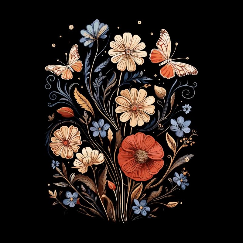 Vintage Gepresste Blumen & Schmetterlinge Boho