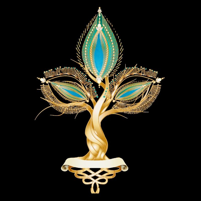Arbre de couleur dorée avec ornement de feuille orientale