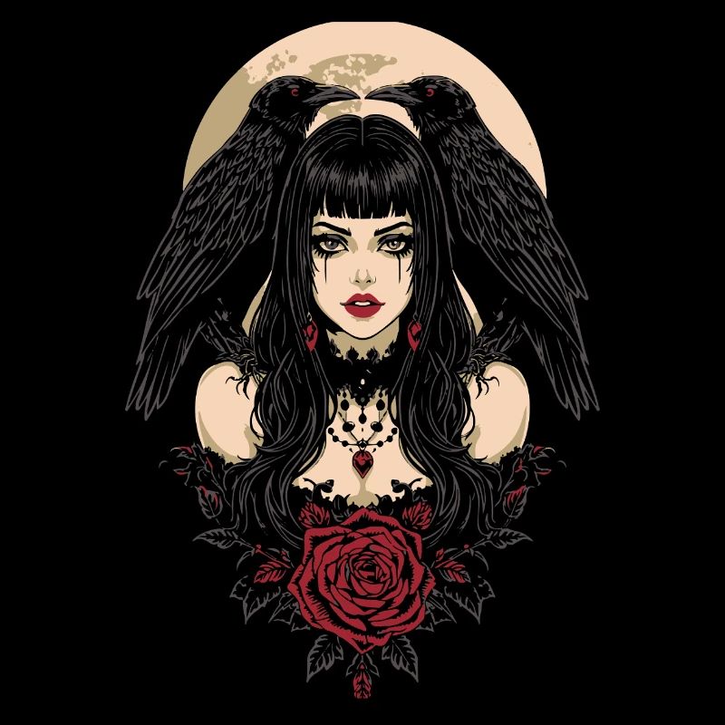 Gothic Mädchen mit Krähen Geschenk