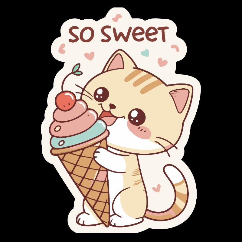 Chat gourmande et cornet pastel