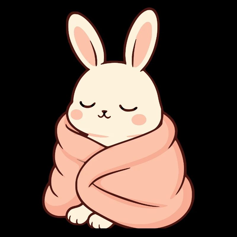 Sleeping bunny in cuddly blanket