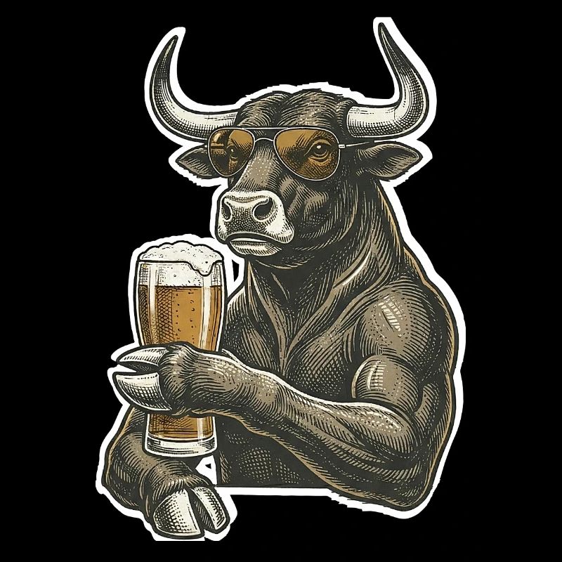 Cooler Stier Mit Bier