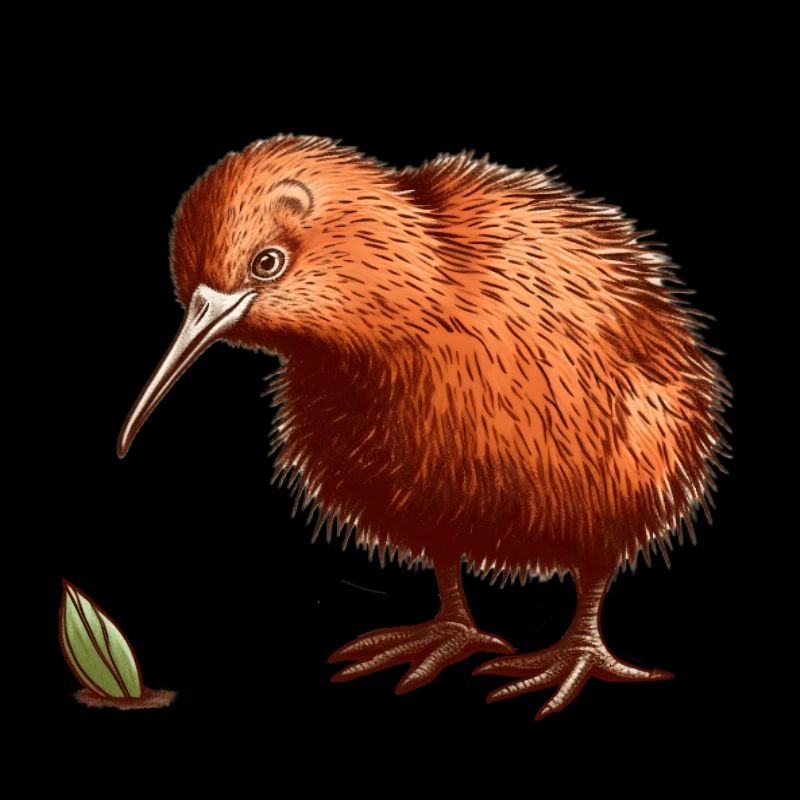 Kiwi Bird mit Grashalm