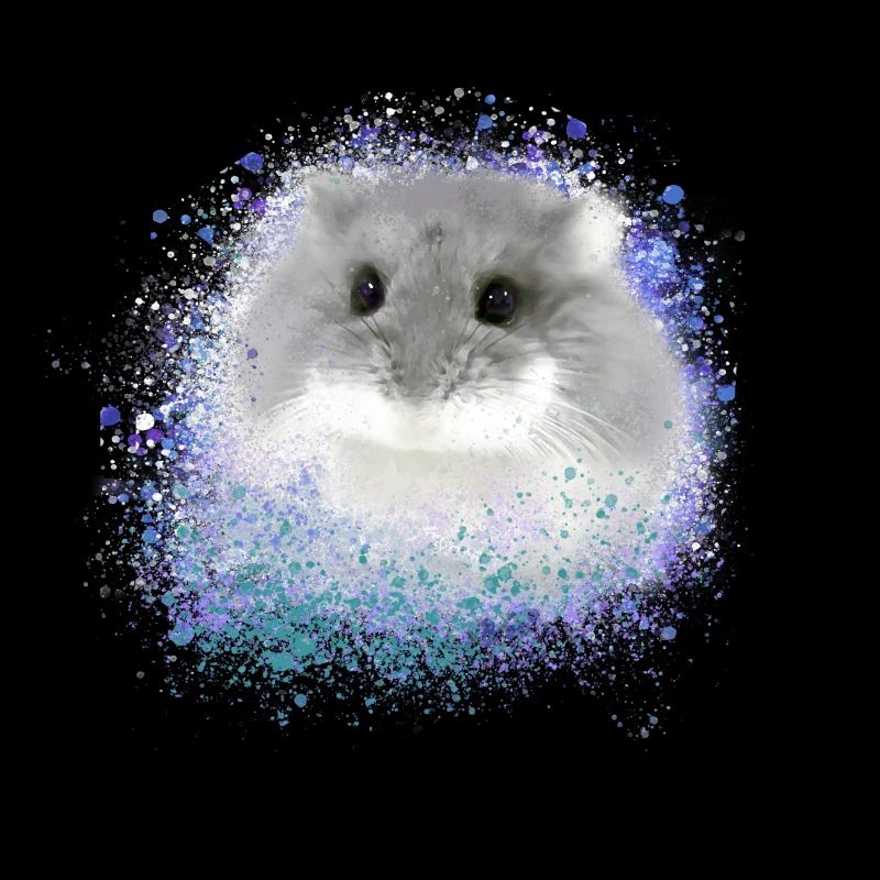 dwarf hamster,hamster,grey,graffiti,painting,blue