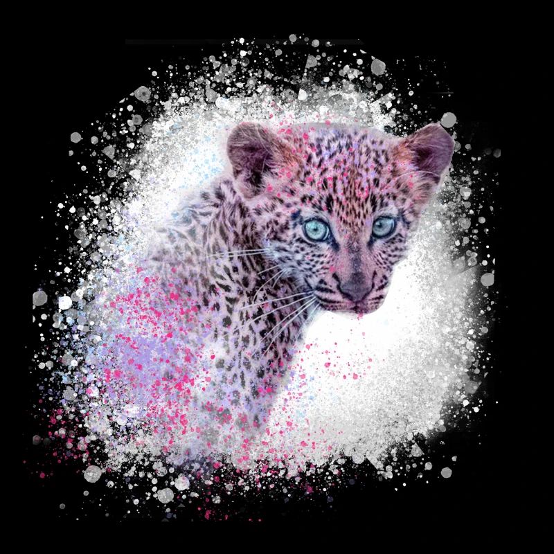 léopard, chat, chat sauvage, graffiti, peinture, vert
