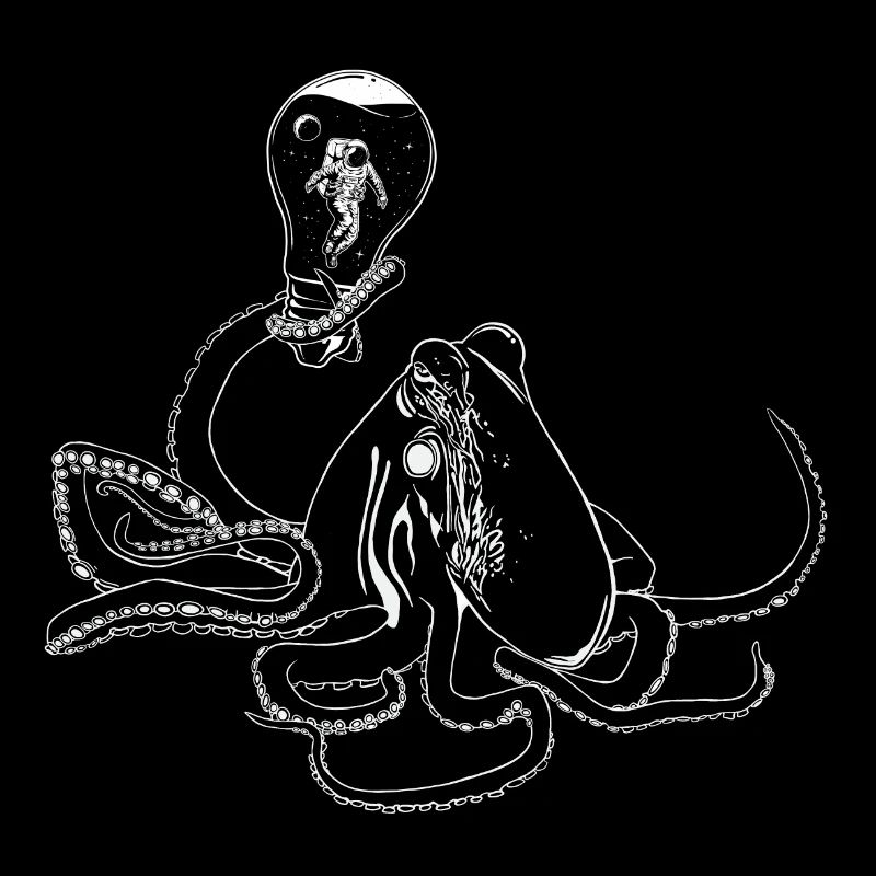Surrealistic Octopus Artwork with Astronaut