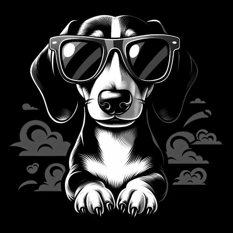 Teckel noir et blanc