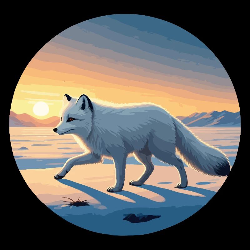Polarfuchs bei Sonnenaufgang