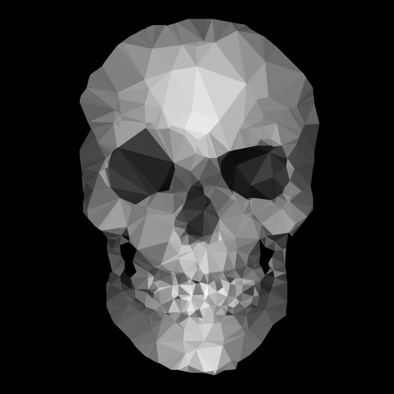 Grey Polygon Skull - Geometric Skeleton Head