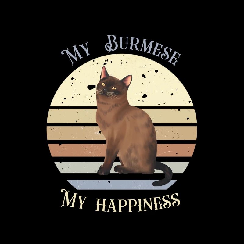 Logo rétro avec un chat "Burmese"