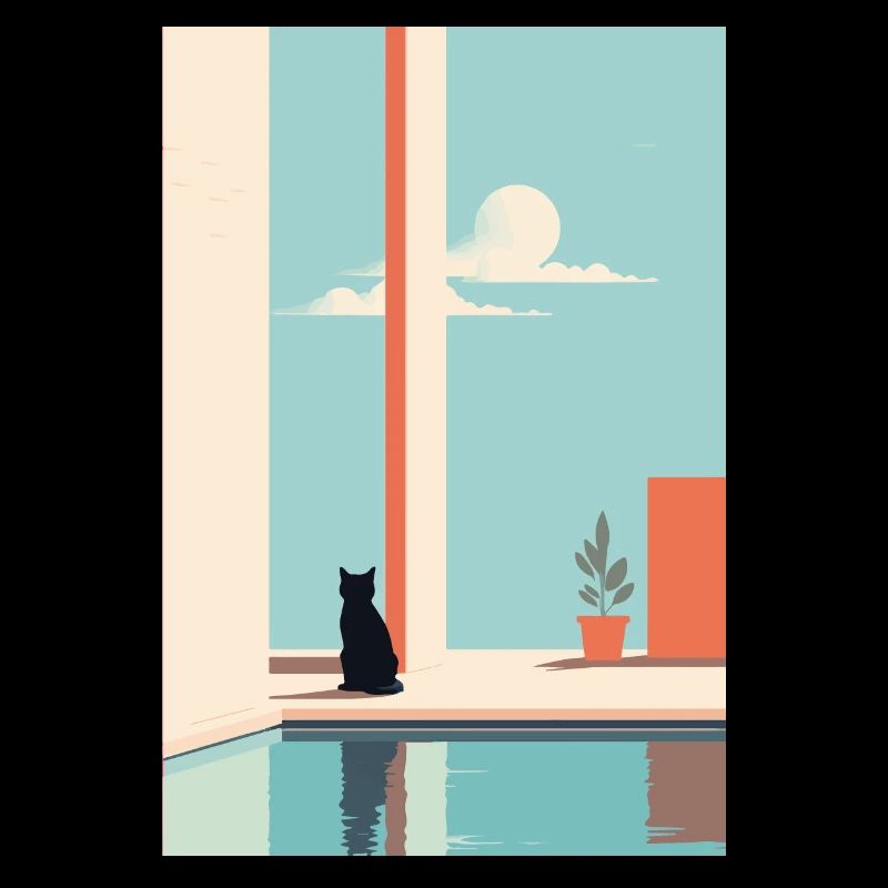 cat by the pool